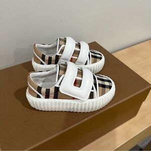 Burberry Kids' Plaid Sneakers with Velcro Straps
